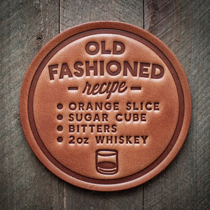 Old Fashioned Recipe Leather Coaster