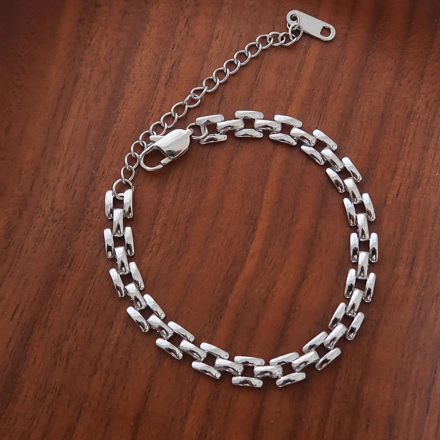 18K Gold Non-Tarnish Flat Chain Bracelet