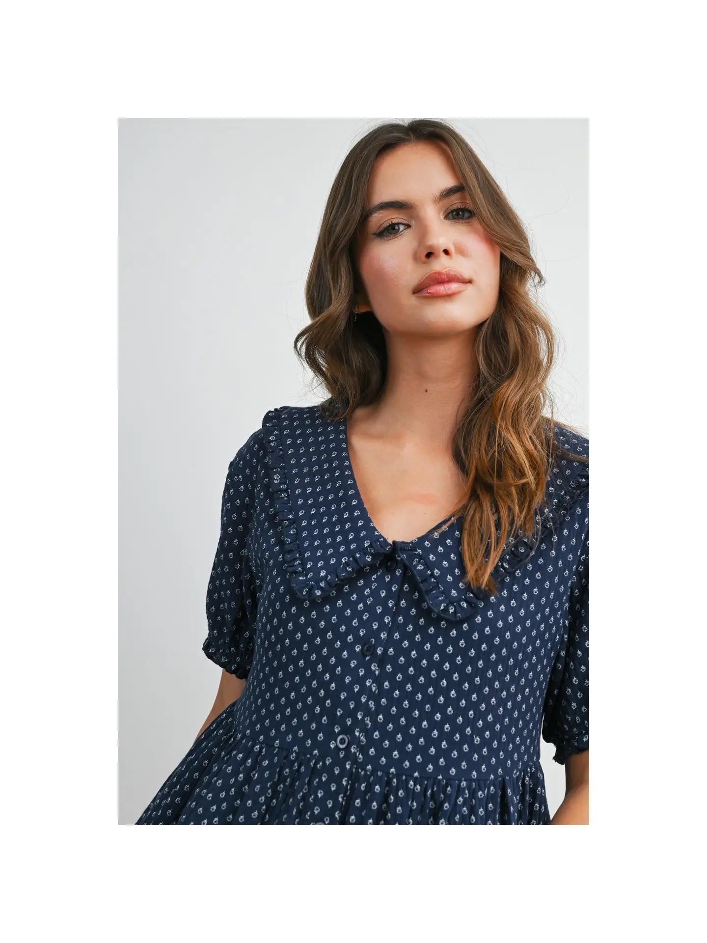 Button Front Puff Dress