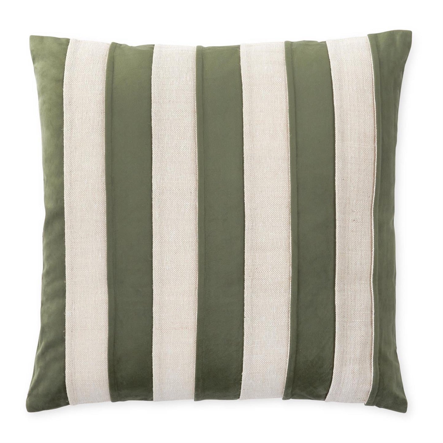 20" Green Velvet Striped Pillow