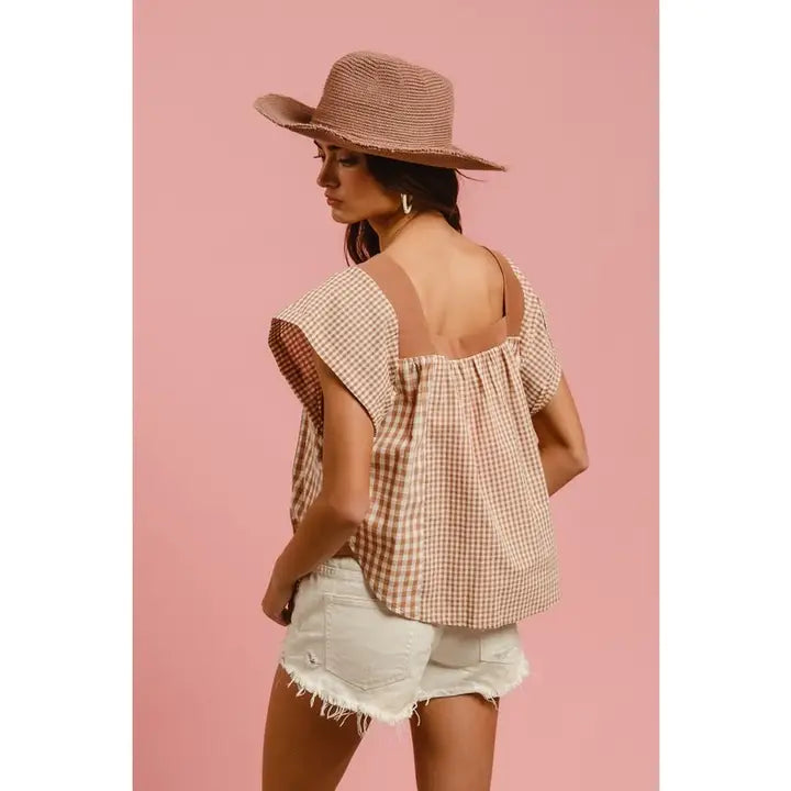 Plaid Mix and Match Square Neck Top