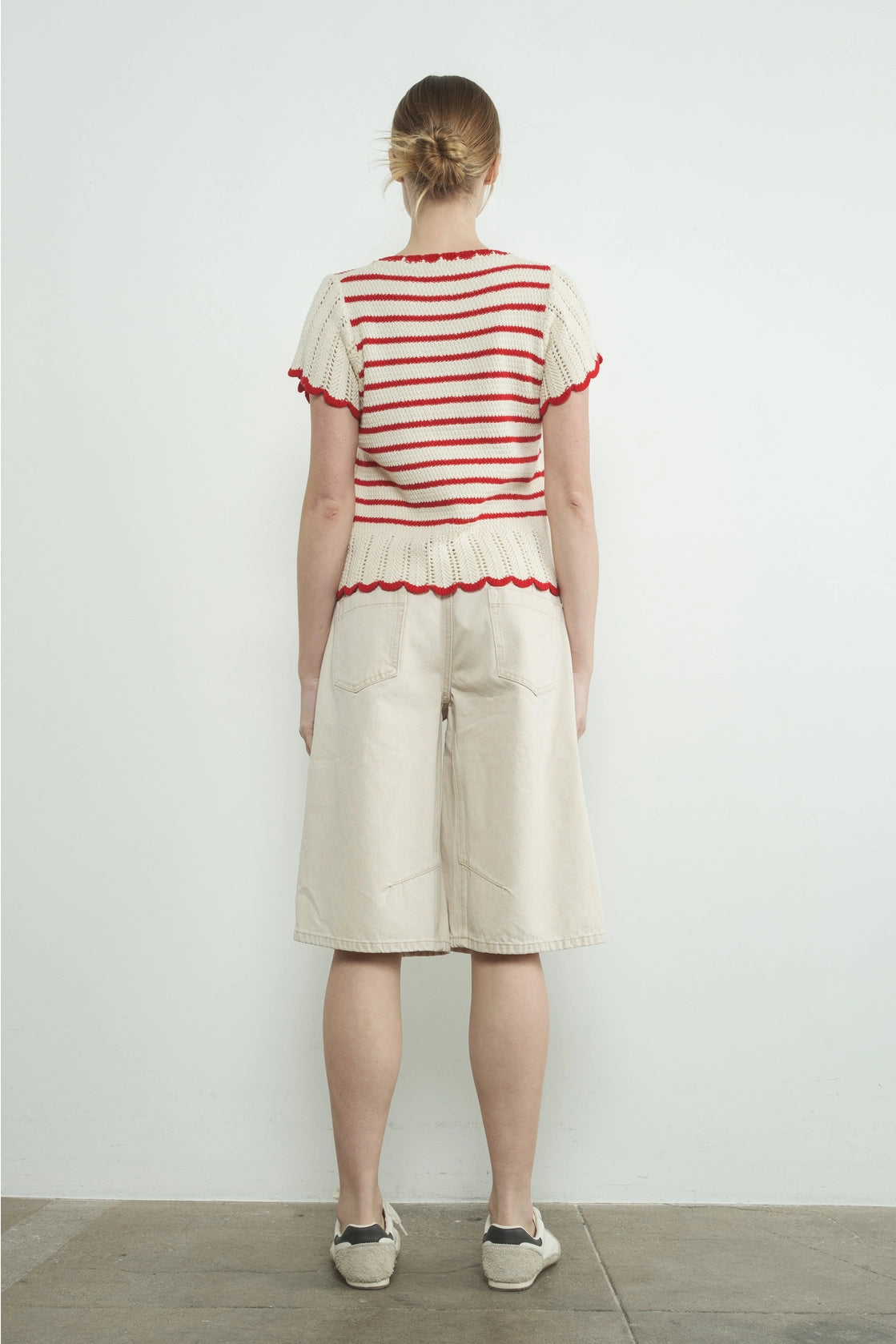 Red Striped Crocheted Sweater