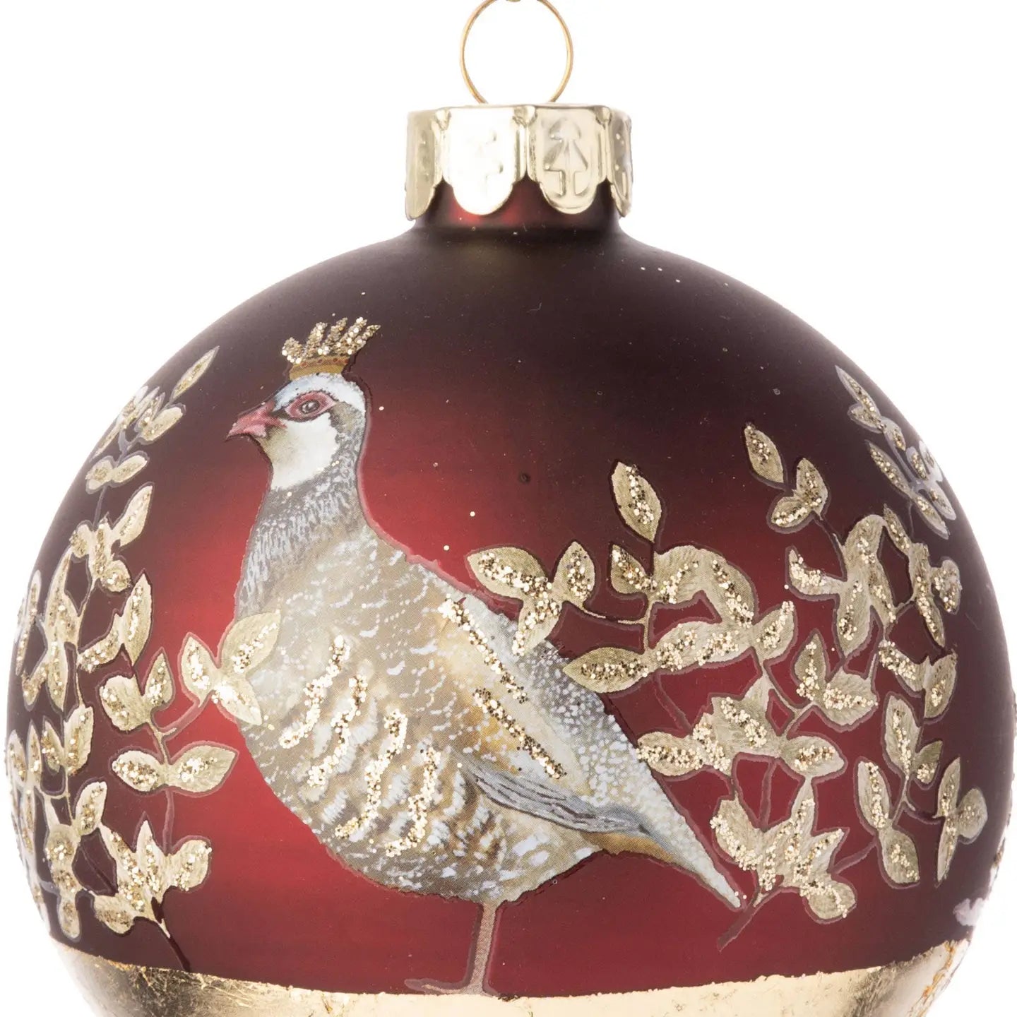 Burgundy & Gold Partridge Ornament