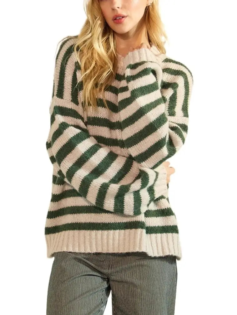 Ribbed Oversized Striped Sweater