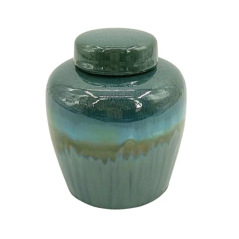 Modern Teal Gradient Ceramic Jar