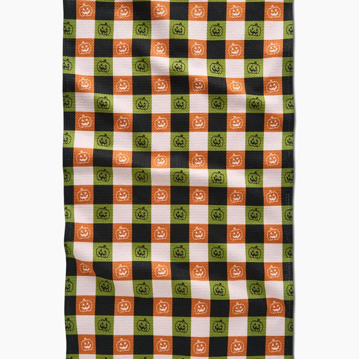 Jack o Lantern Checker Tea Towel