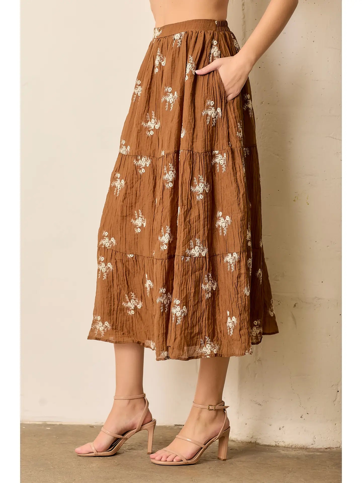 Embroided Tiered Skirt