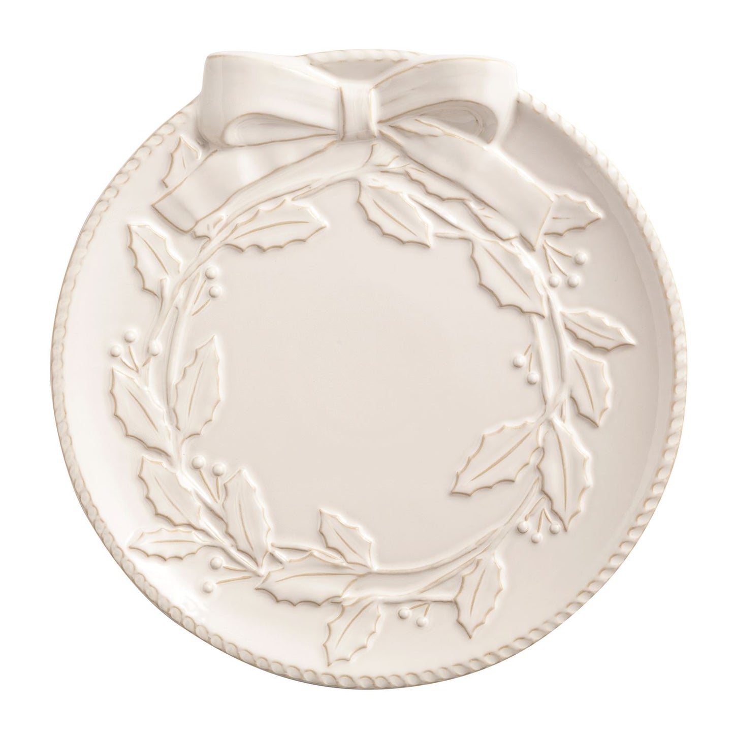 White Wreath Round Platter