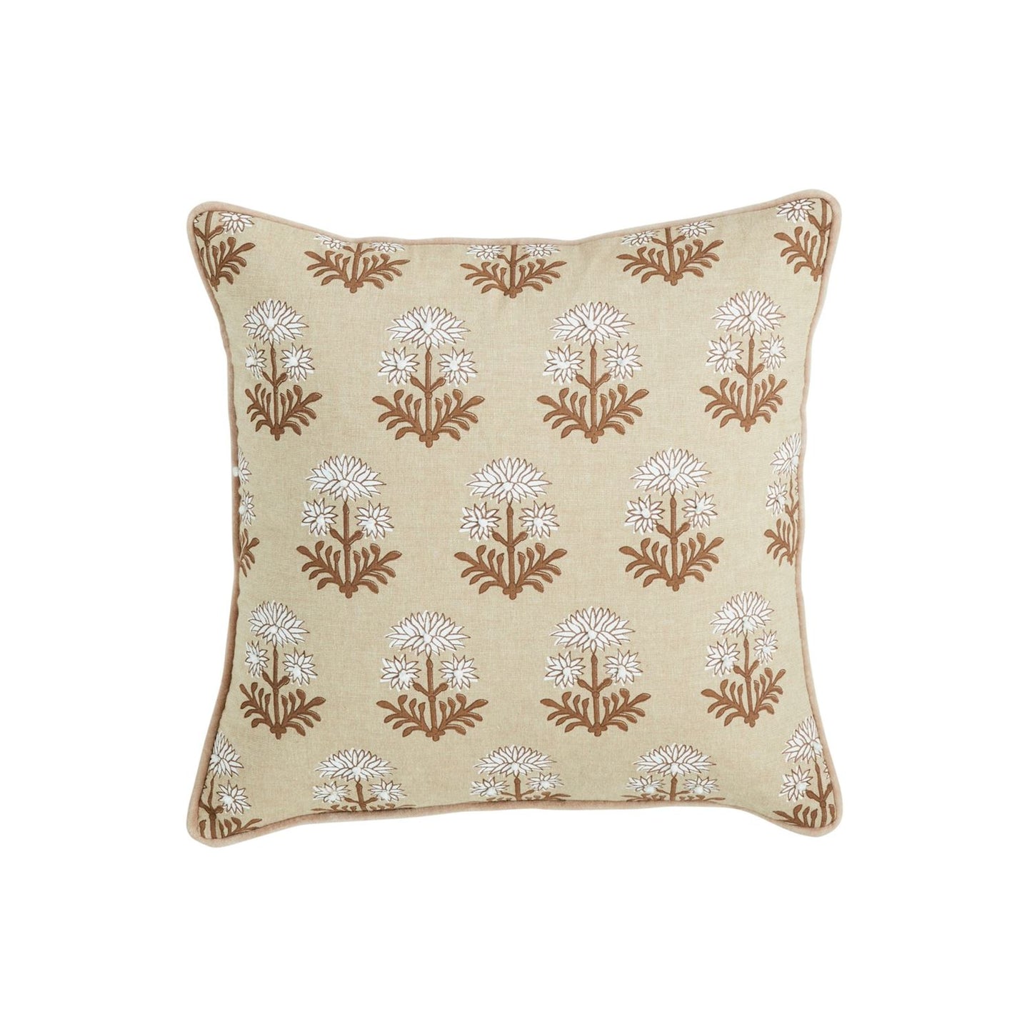 Taupe Block Print Pillow