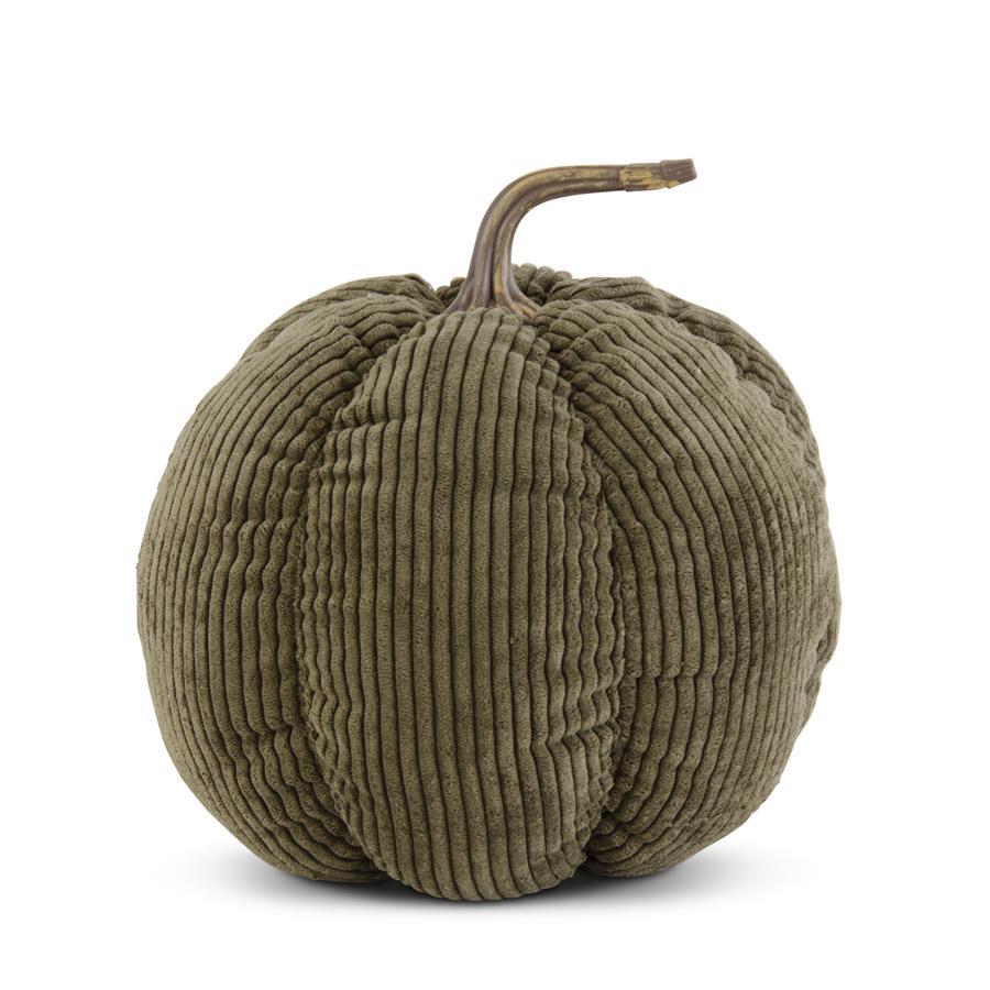 8.5" Green Corduroy Pumpkin