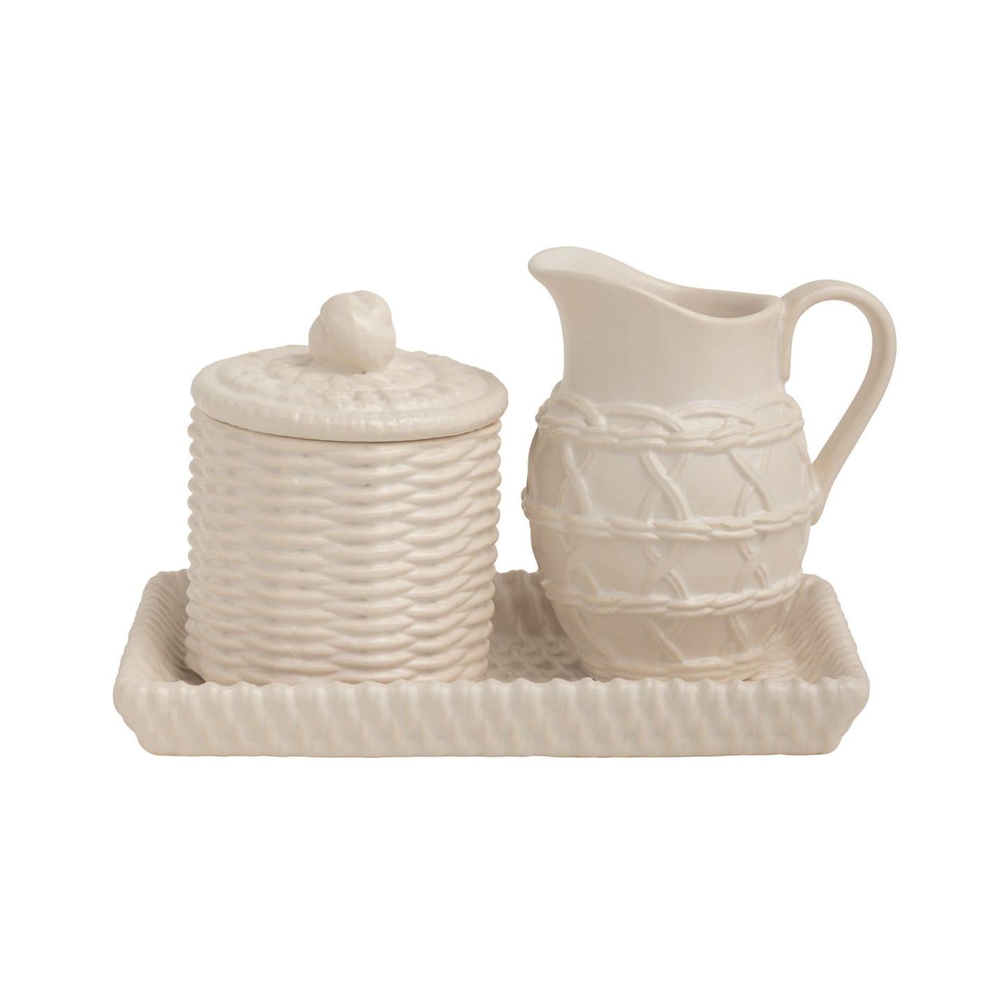 Ceramic Woven Cream And Sugar