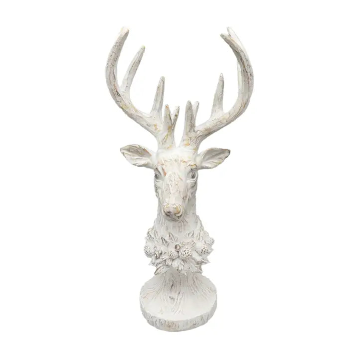 Whitewashed Deer Head Stand