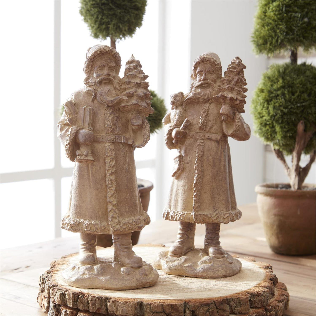 8" Resin Natural Wood Santa