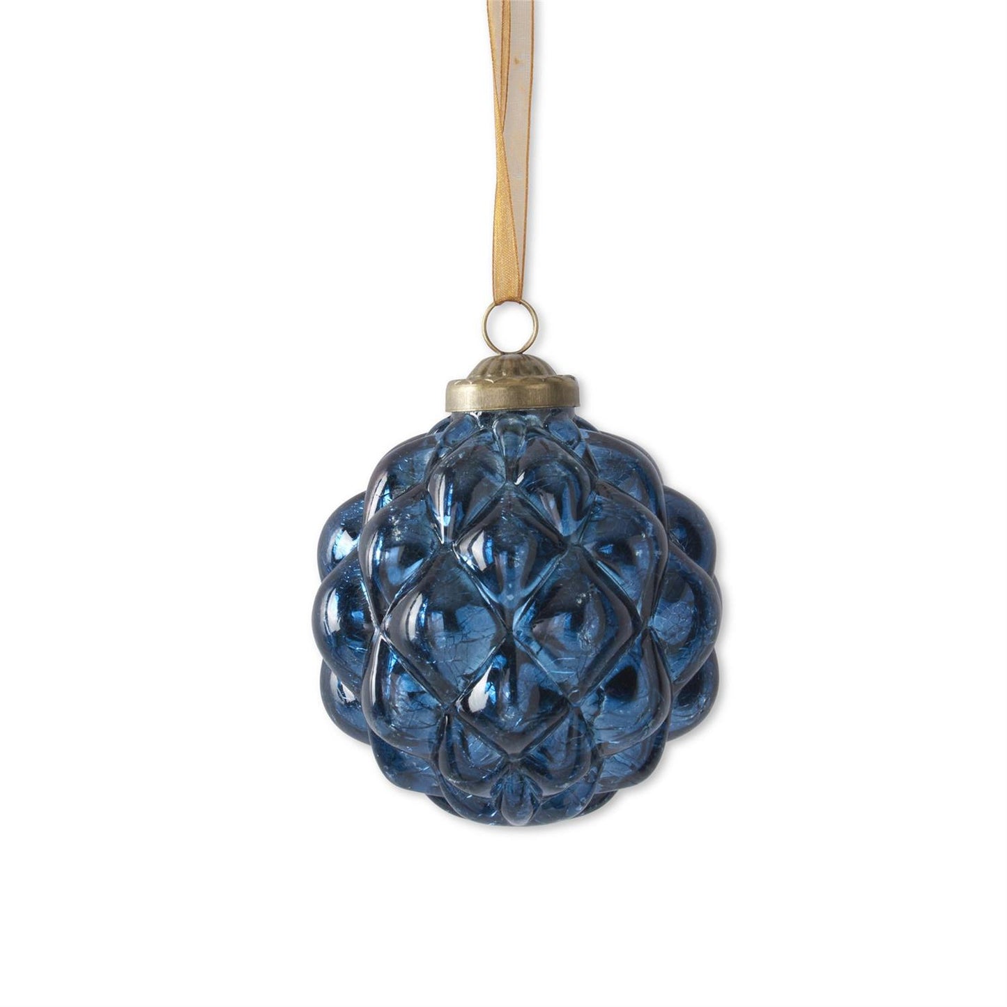 4.5" Blue Glass Hobnail Ornament