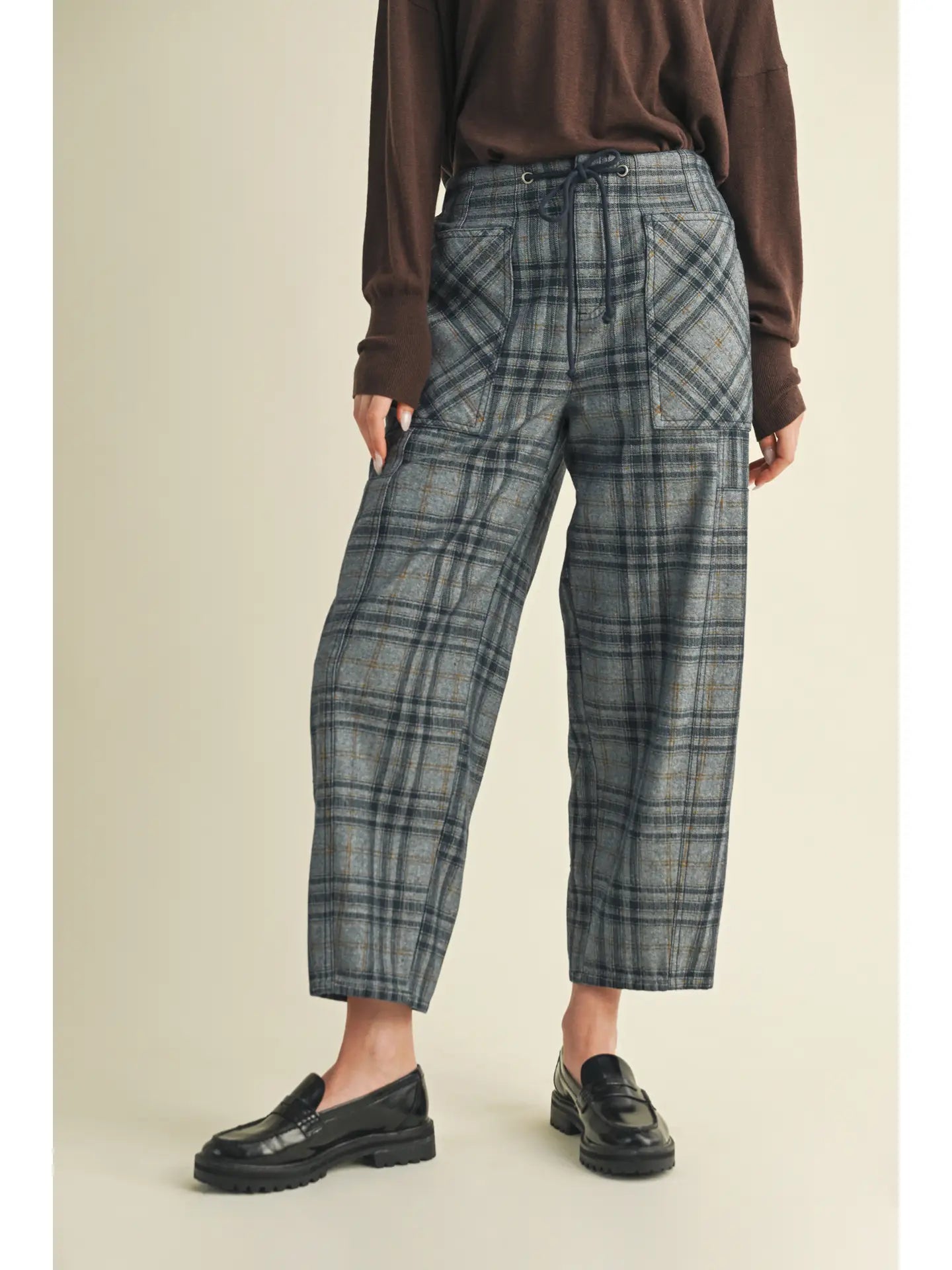 Wide Pocket Plaid Pants