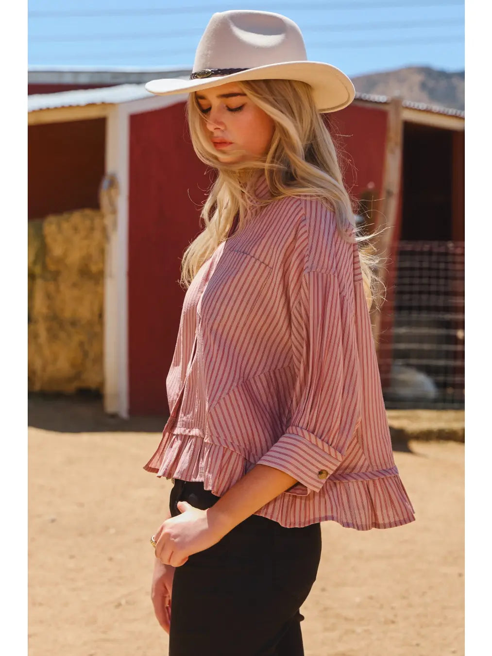 Red Striped Button Up Shirt