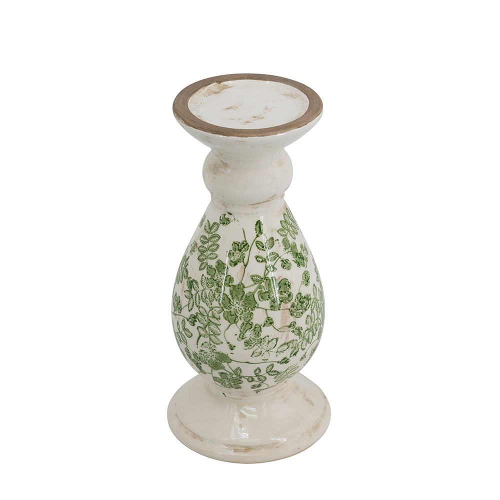 Green Floral Candle Holder