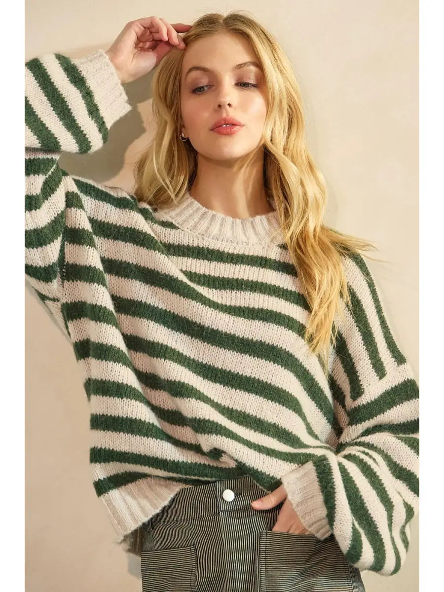 Ribbed Oversized Striped Sweater