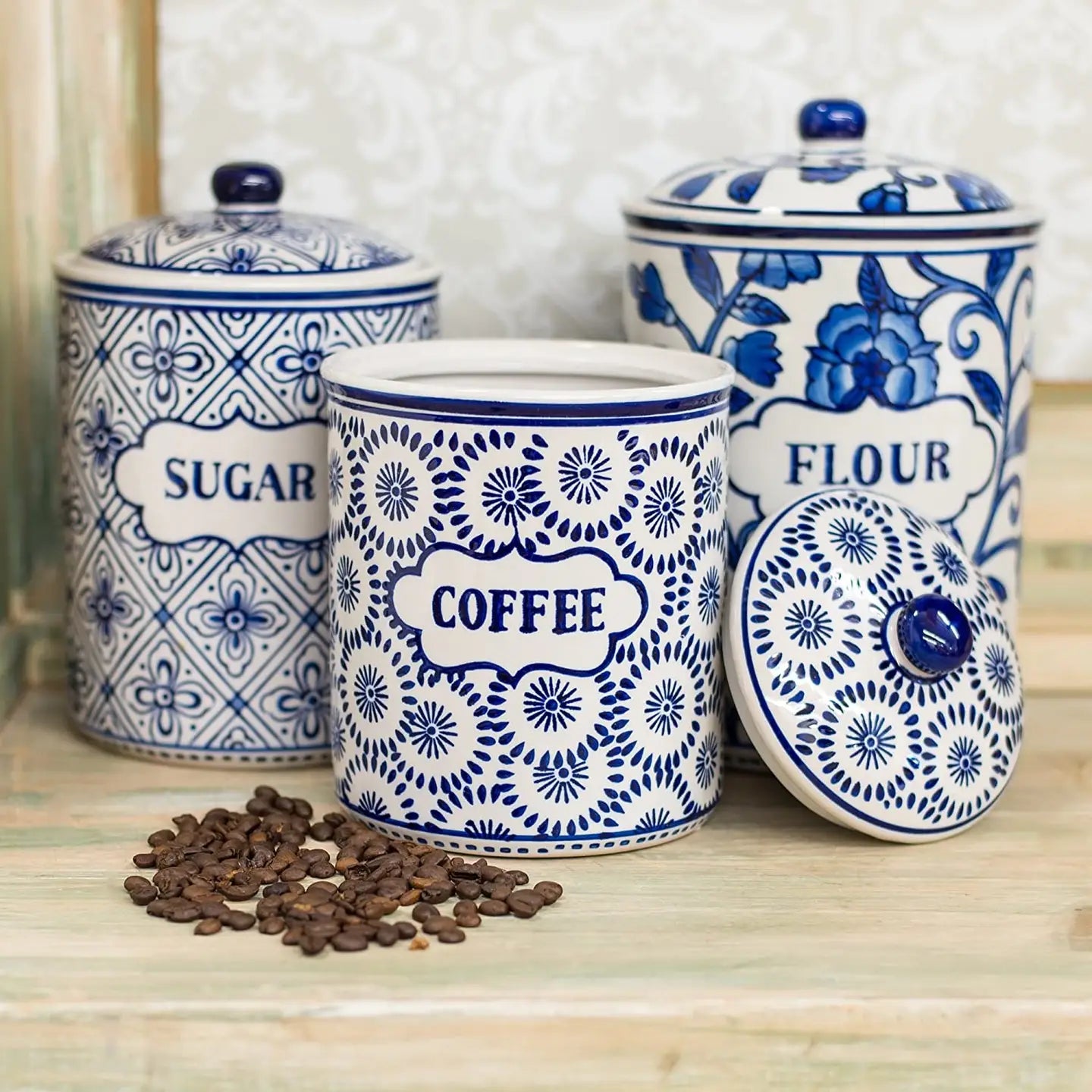Blue & White Canister Set