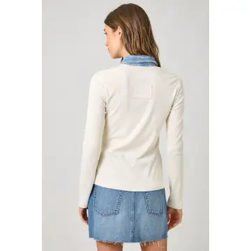 Washed Thermal Button Down Top