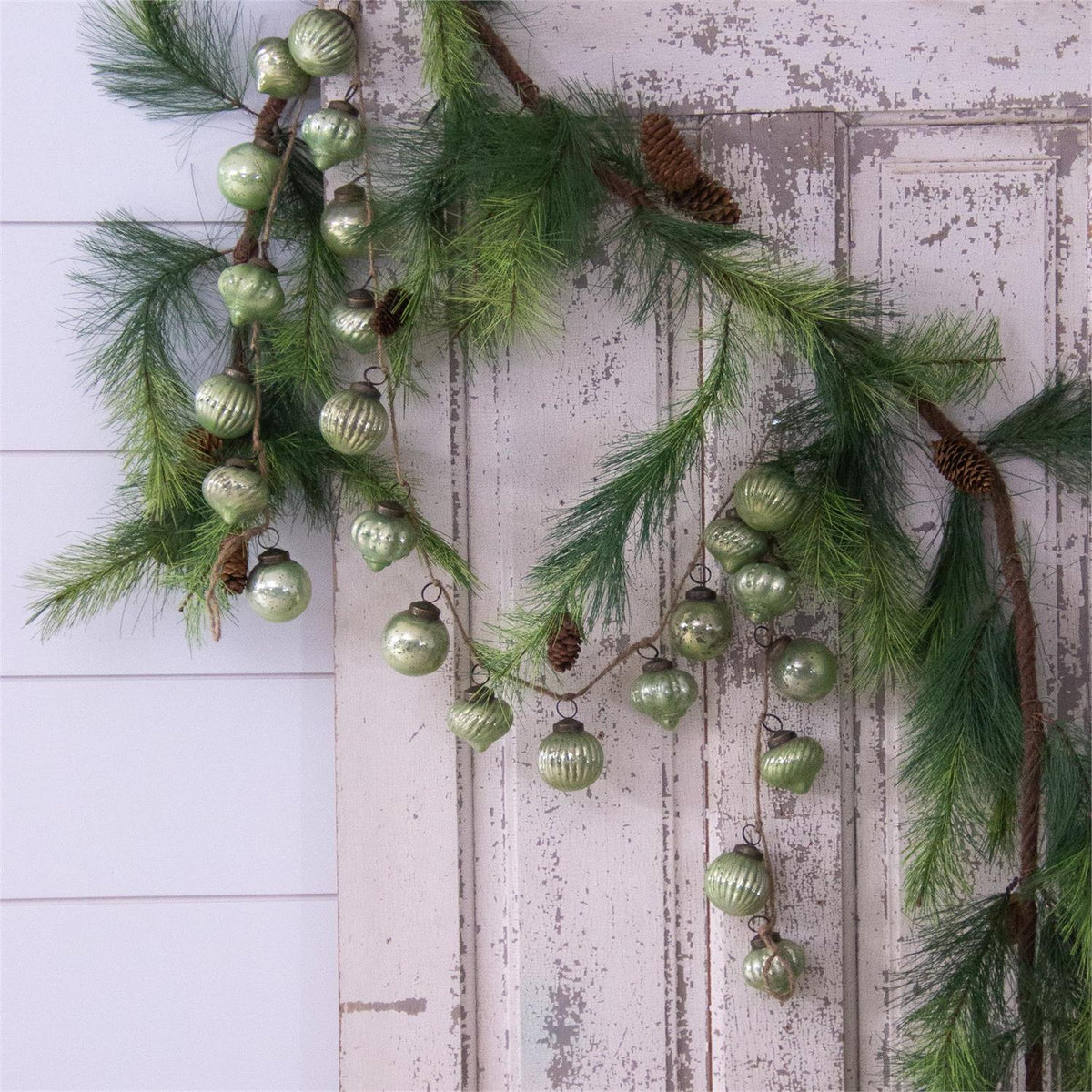 Green Mercury Glass Garland