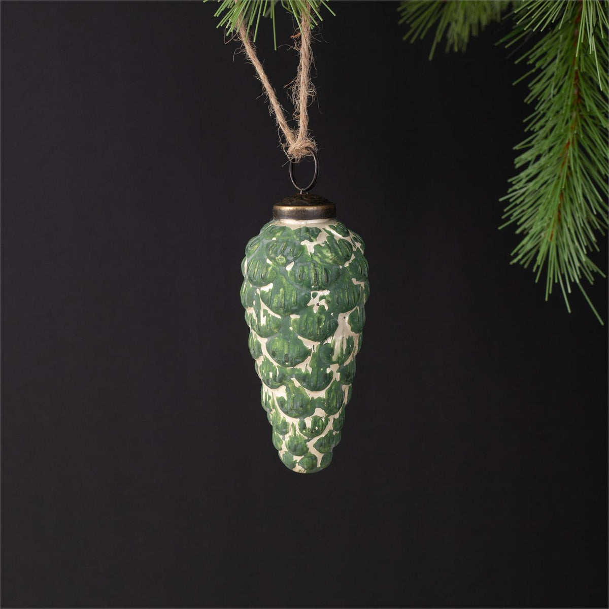 Distressed Glass Pinecone Ornament