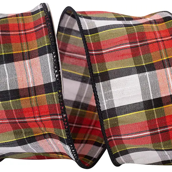 Traditional Dupioni Plaid Wire Edge Ribbon