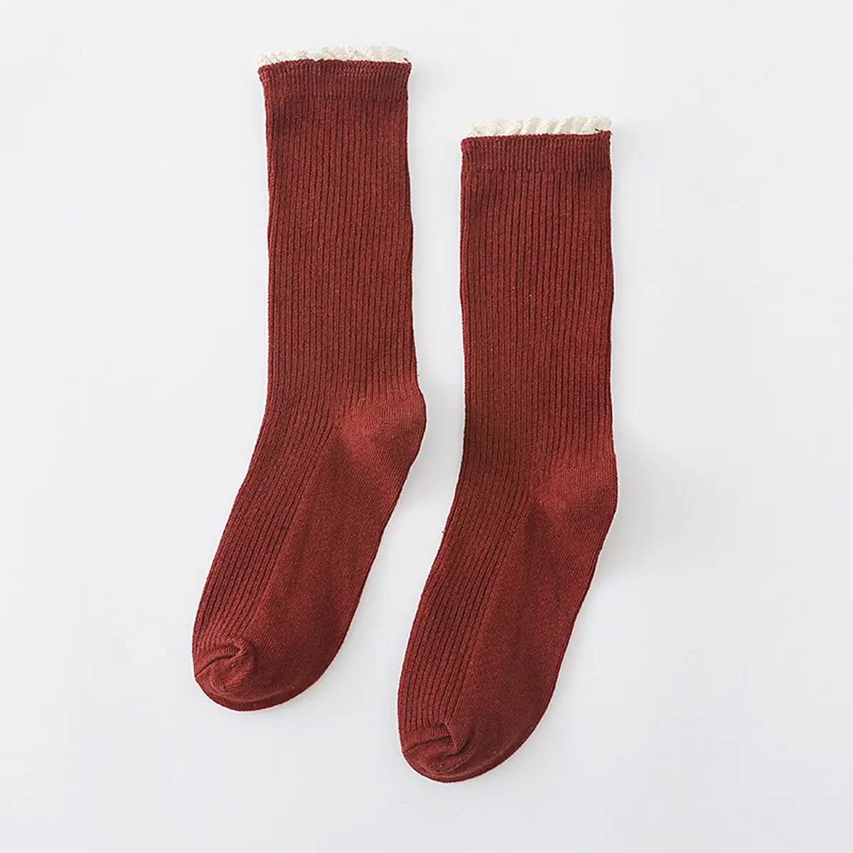 Lace Edge Mid Calf Socks