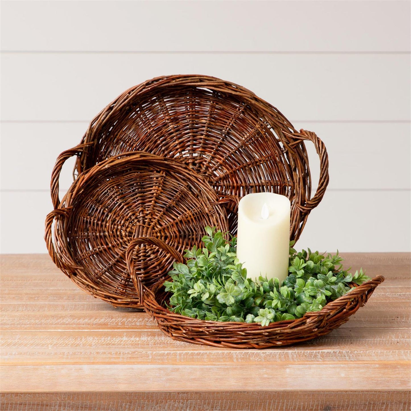 Round Willow Basket Tray