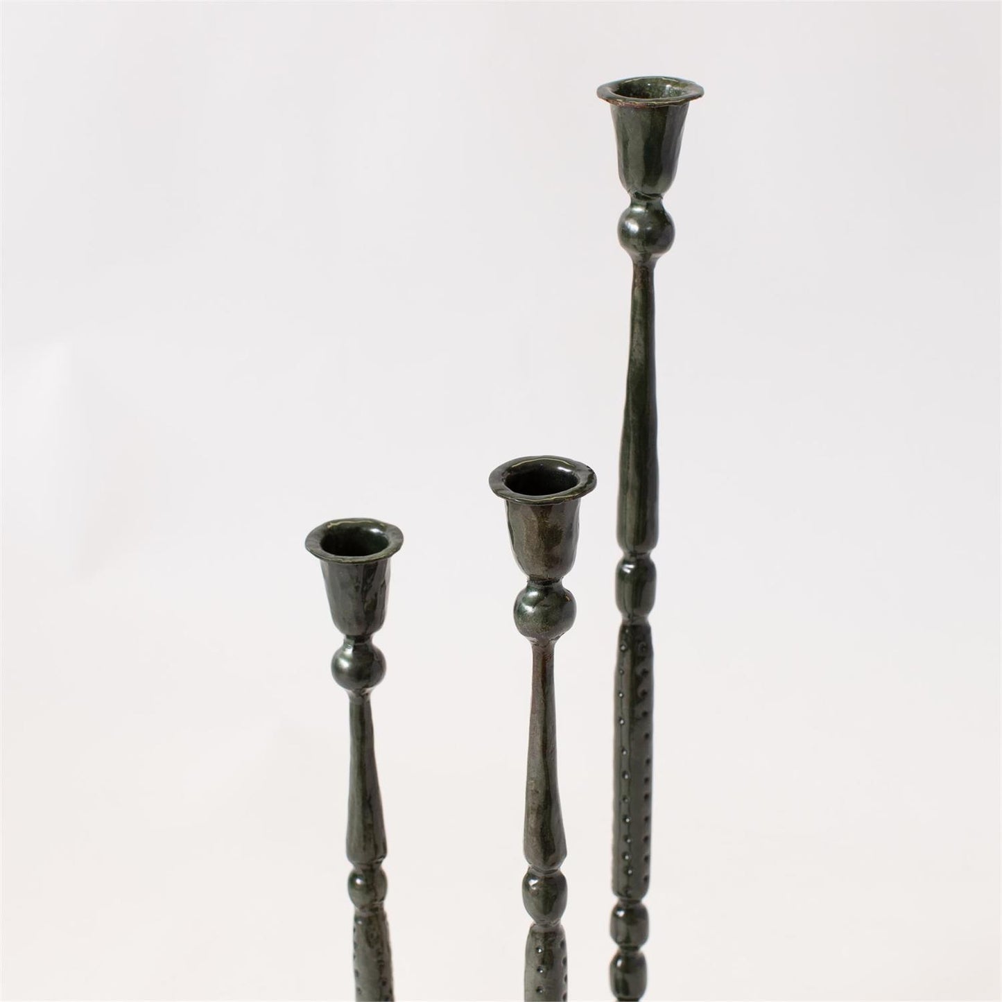 Candle Holder - Dk Green Enamel