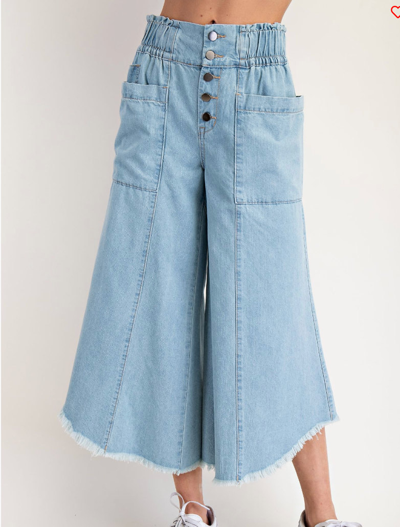 Bottom Fray Washed Denim Pants