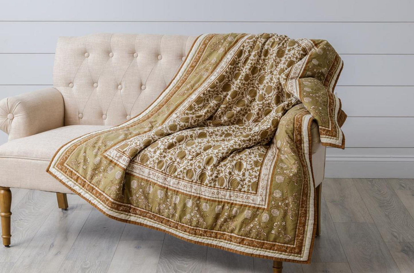 Rust Block Print Quilt Throw