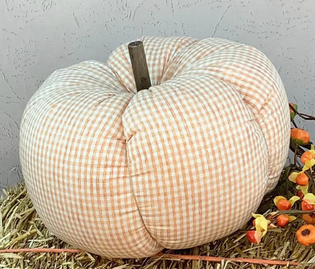 Large Orange Gingham Pumpkin