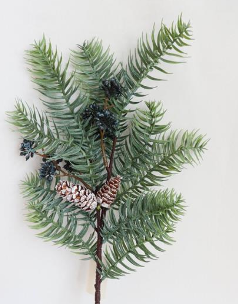 White Spruce Spray w/Pinecone & Blue Berry