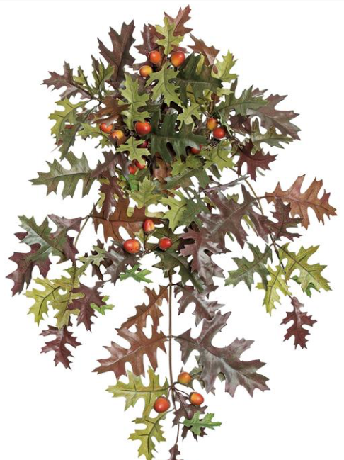 Hanging Oak Leaf Bush with Acorns