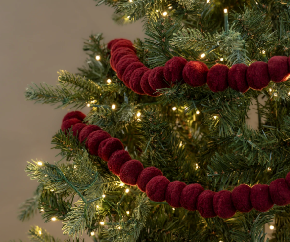 6' Dark Red POM POM Garland