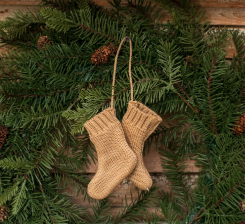 4" Tan Stocking Ornament