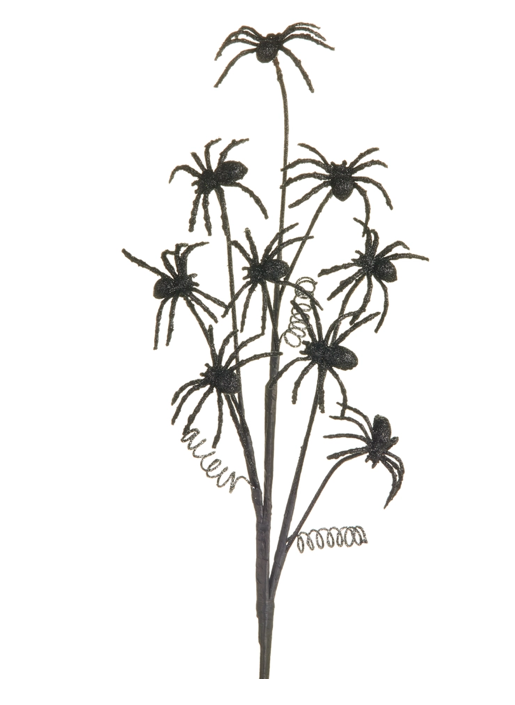 29" Black Glitter Spider Spray