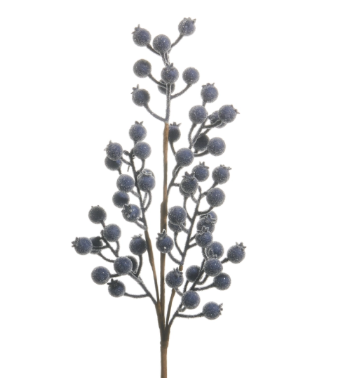 26" Medium Iced Blue Berry Spray