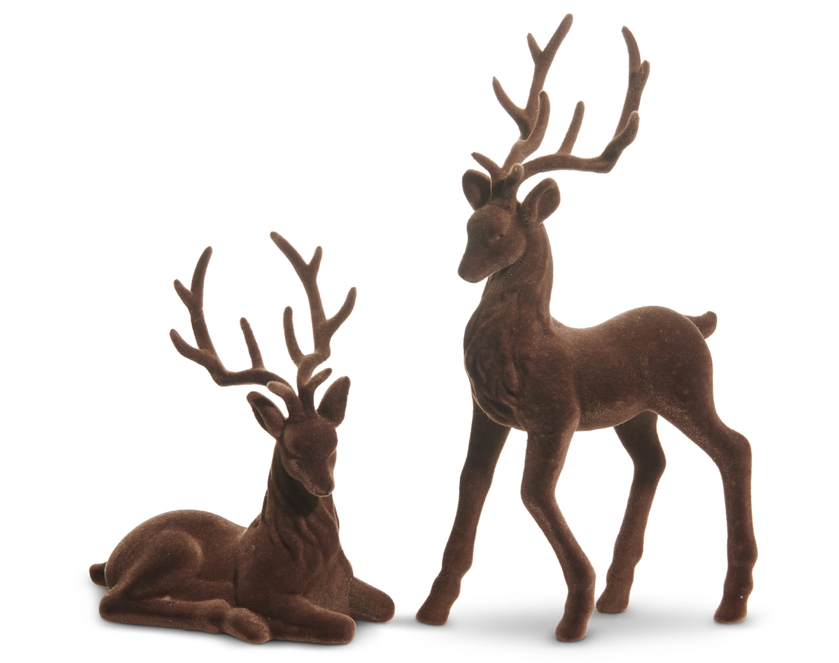 15" Brown Flocked Deer