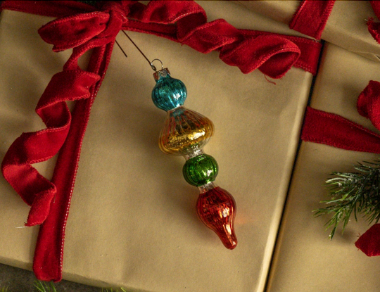 6" Multi Colored Finial Ornament