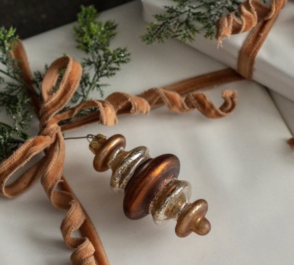 5" Brown & Silver Finial Ornament