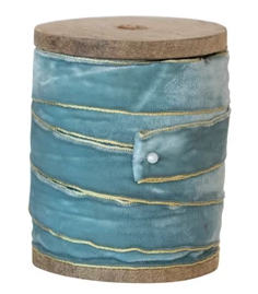 5 Yard Velvet Ribbon w/ Metallic Edges on Wood Spool, 3 Colors