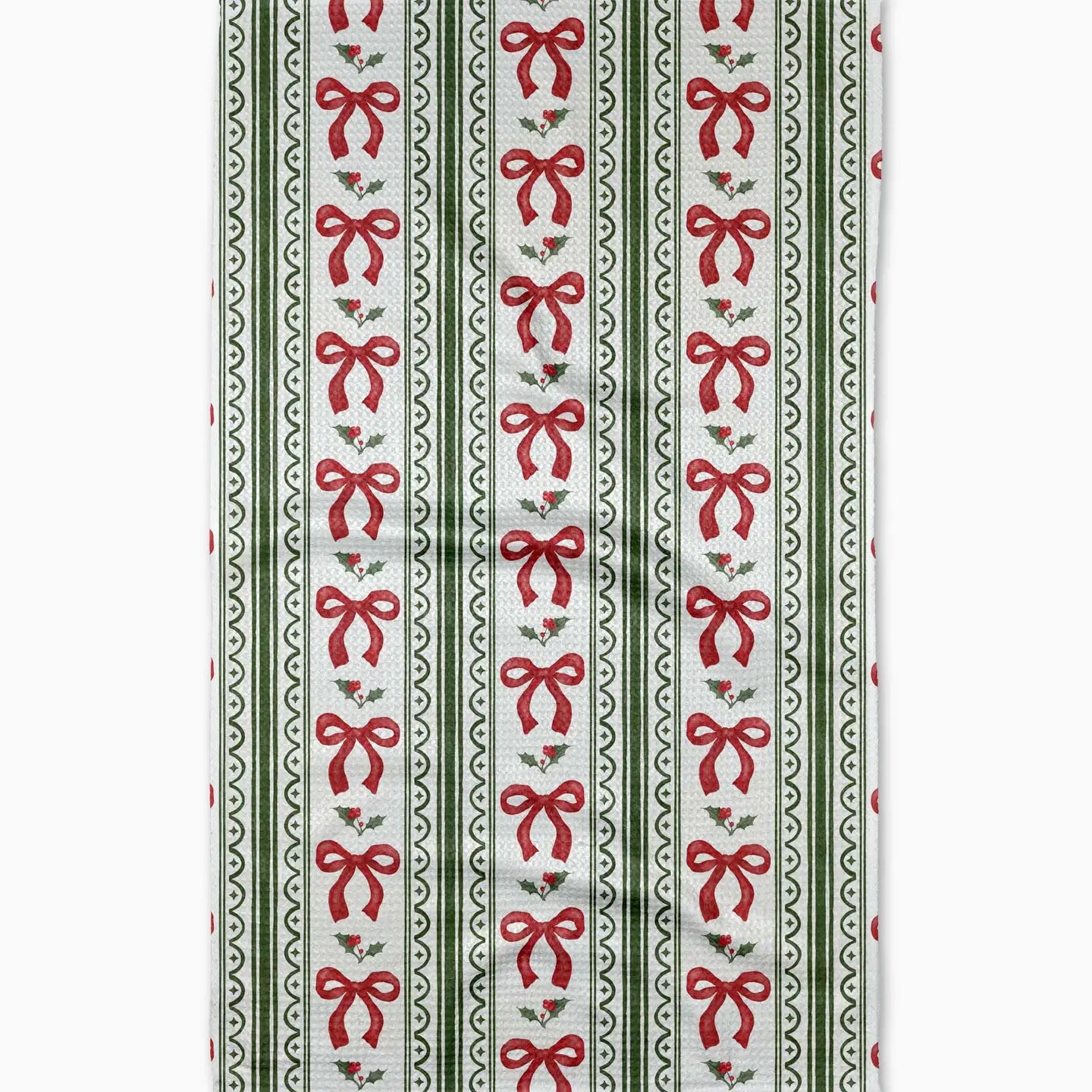 Christmas Bow Stripe Geometry Tea Towel