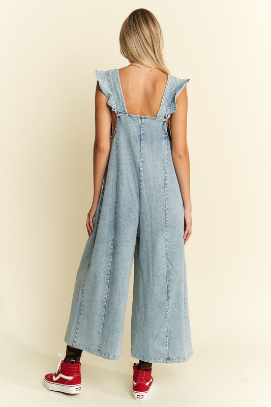 Flutter Sleeve Pintuck Jumpsuit