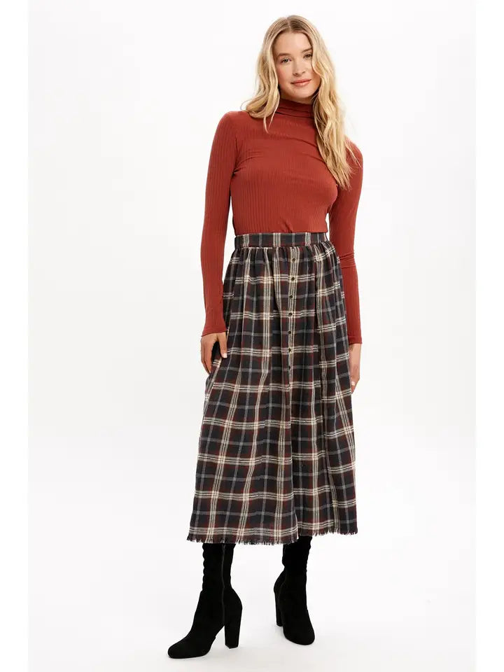Navy Plaid Skirt