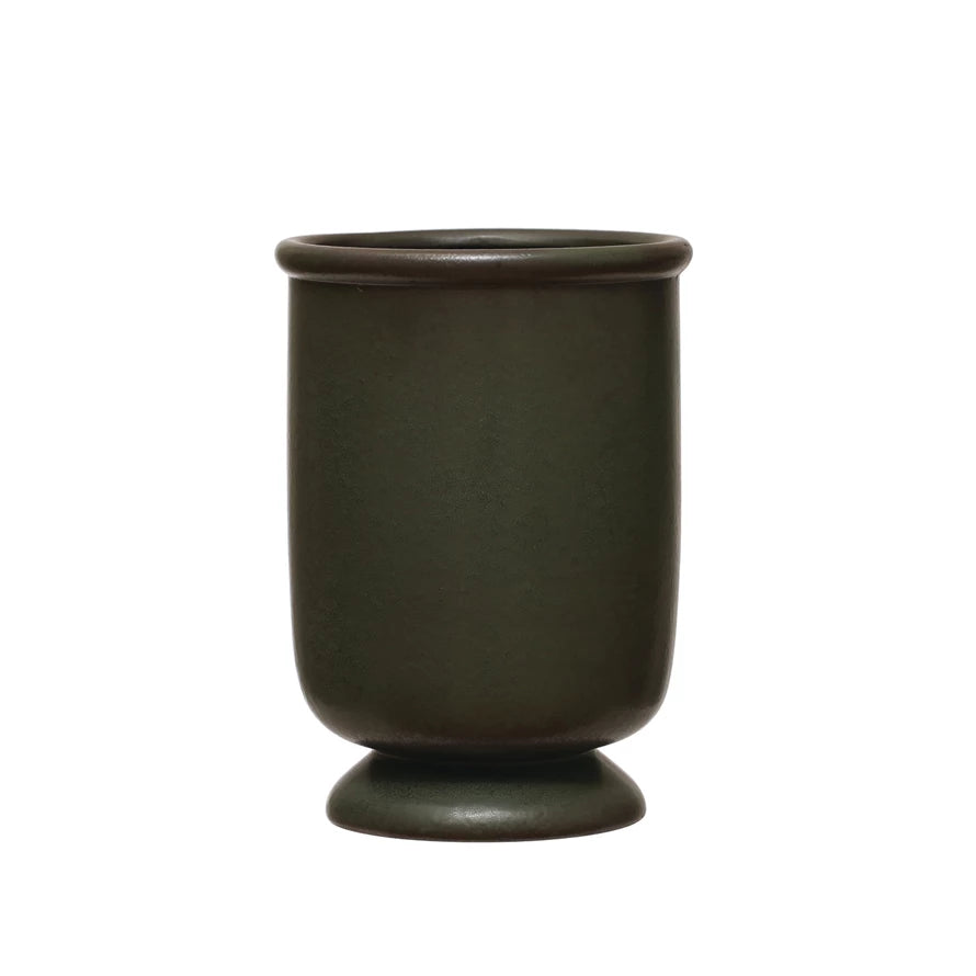 Reactive Green Stoneware Vase