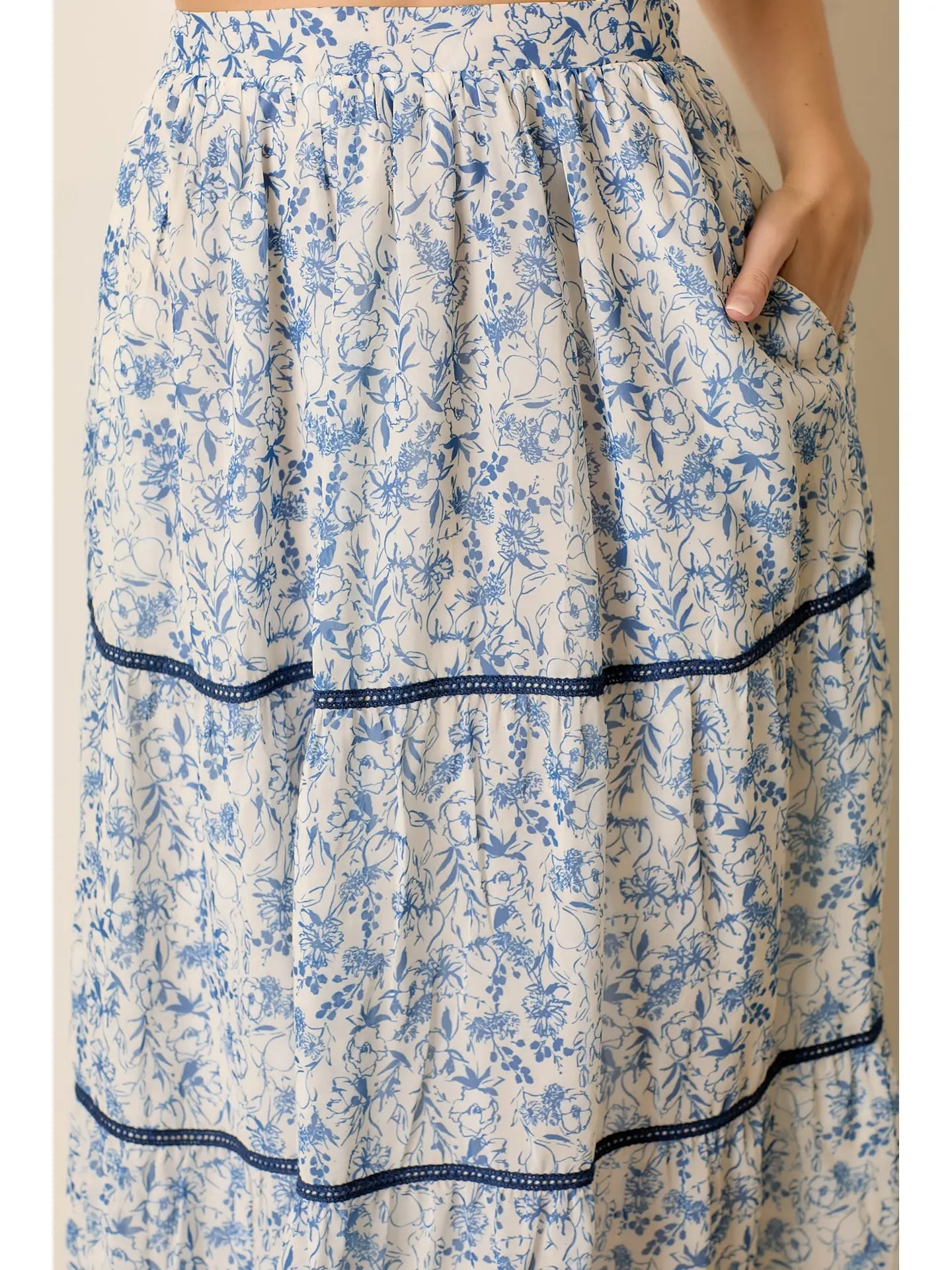 Printed Floral Midi Skirt