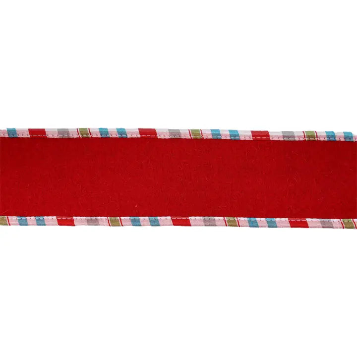 2.5" Red Felt Wire Edge Ribbon