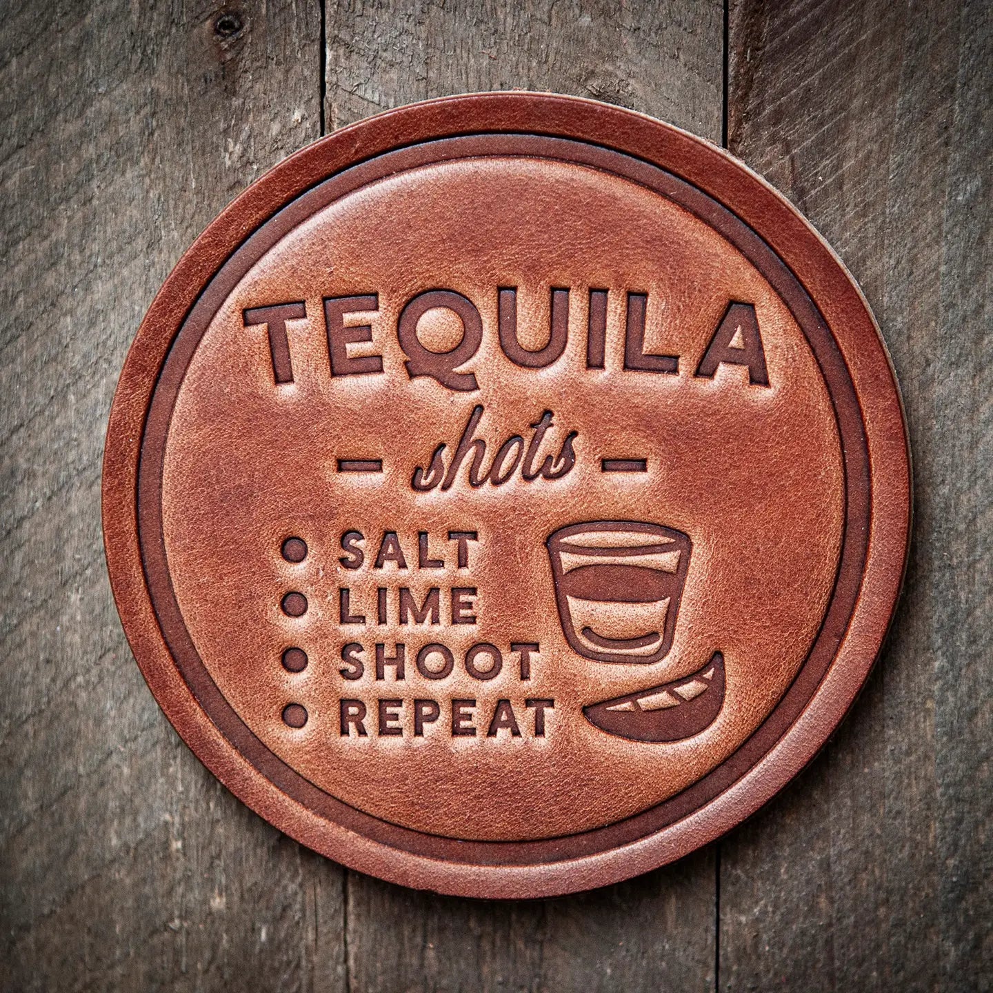 Tequila Shots Leather Coaster